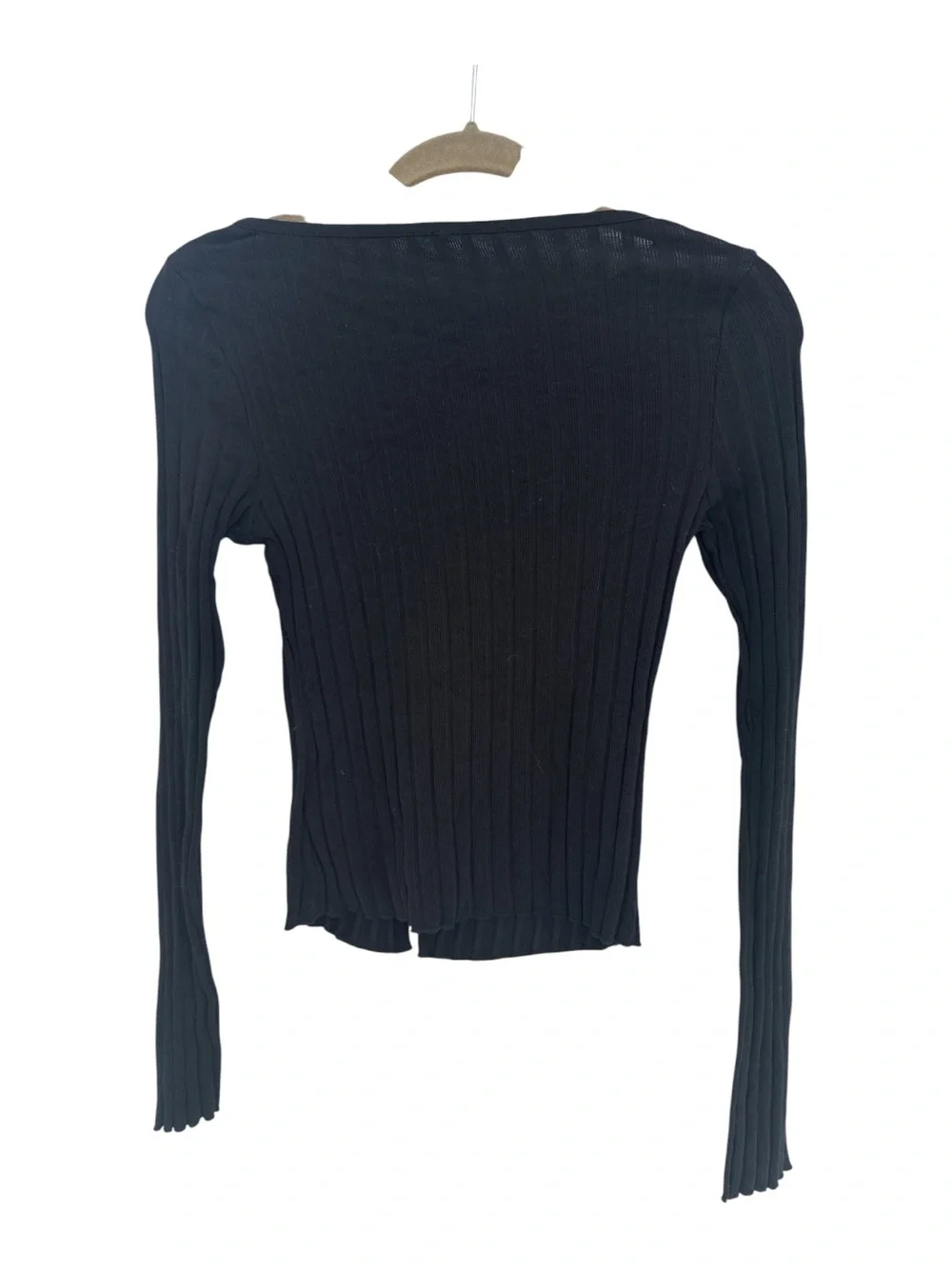Free People Tilly Long Sleeve Black Ribbed Button-Top
